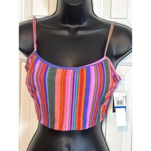 Salt &‎ Cove Crop Top Colorful Striped Sleeveless Tank Top Festival XL